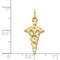 10K Yellow Gold Medical Caduceus Charm Diamond-Cut 25 X 11mm Jewerly